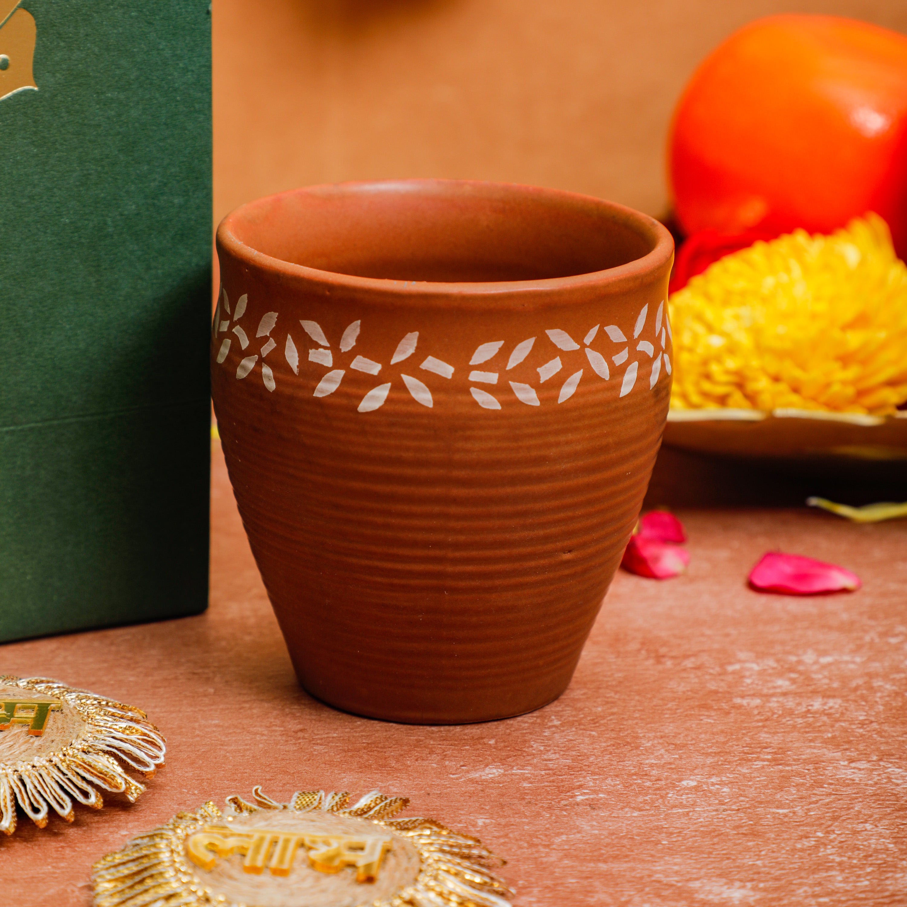 Ceramic made Khullad cup with floral design